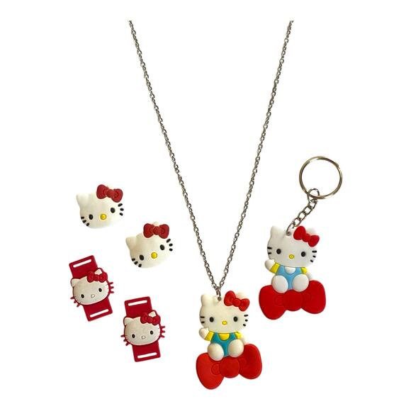 Hello Kitty Accessory Gift Set | Necklace, Keychain, Shoe Charms, Hair Clips Set - Picture 1 of 7